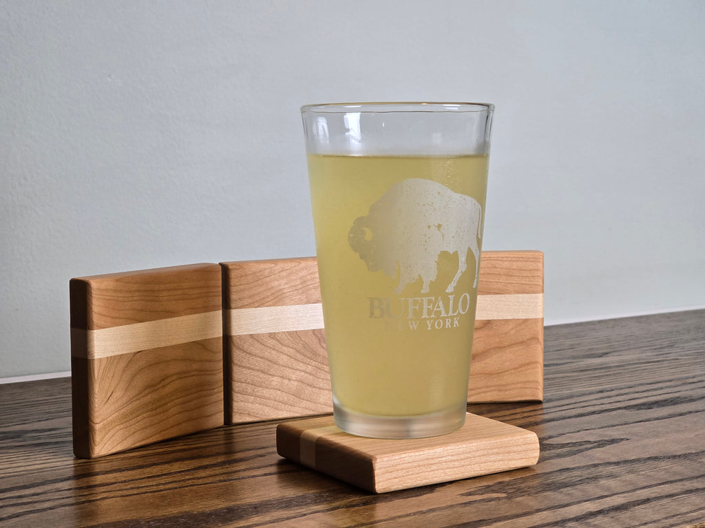 Hardwood Coasters - Cherry and Maple w/ Bottle Opener