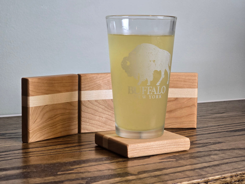 Hardwood Coasters - Cherry and Maple w/ Bottle Opener