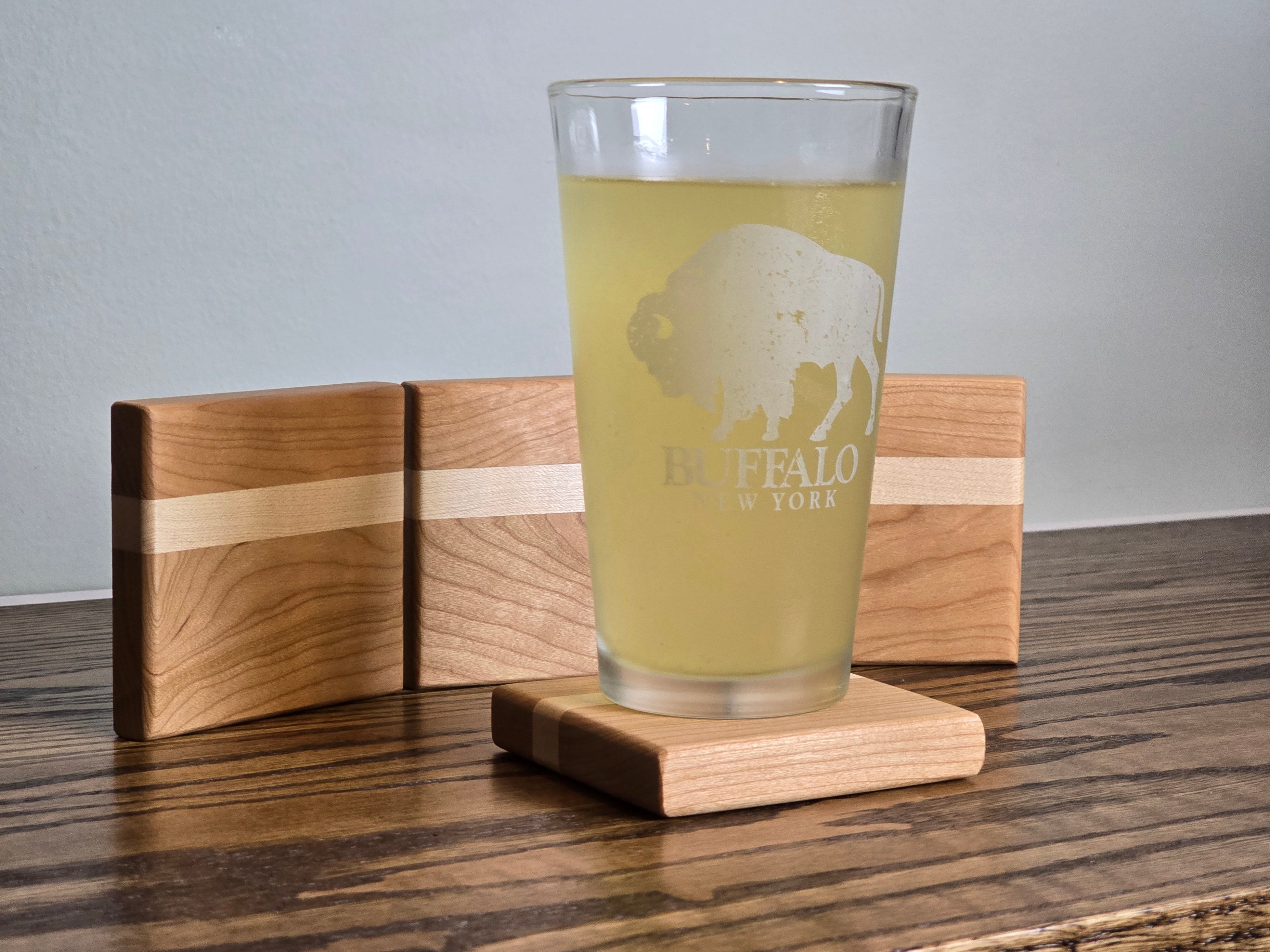 Hardwood Coasters - Cherry and Maple w/ Bottle Opener