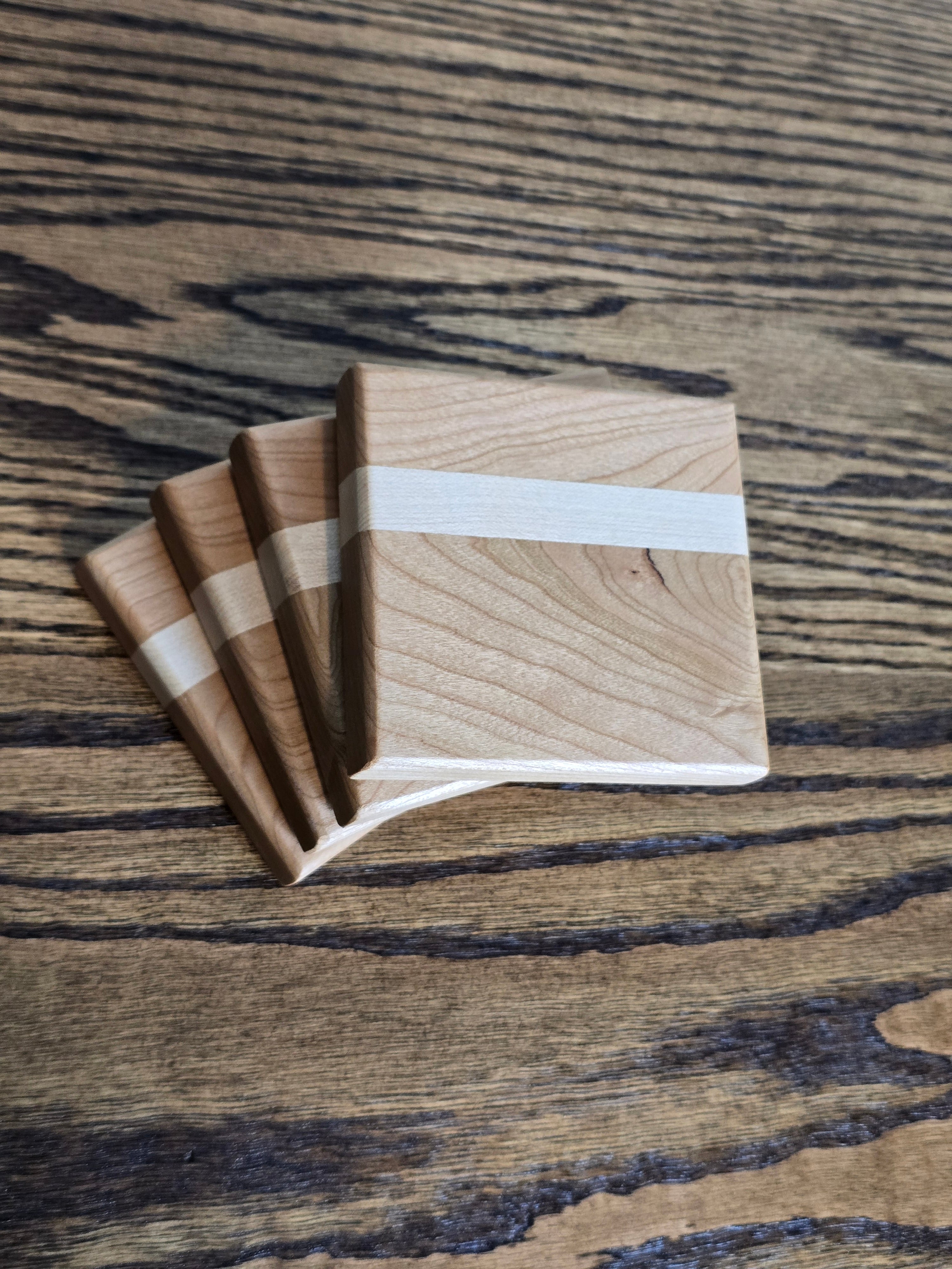 Hardwood Coasters - Cherry and Maple w/ Bottle Opener