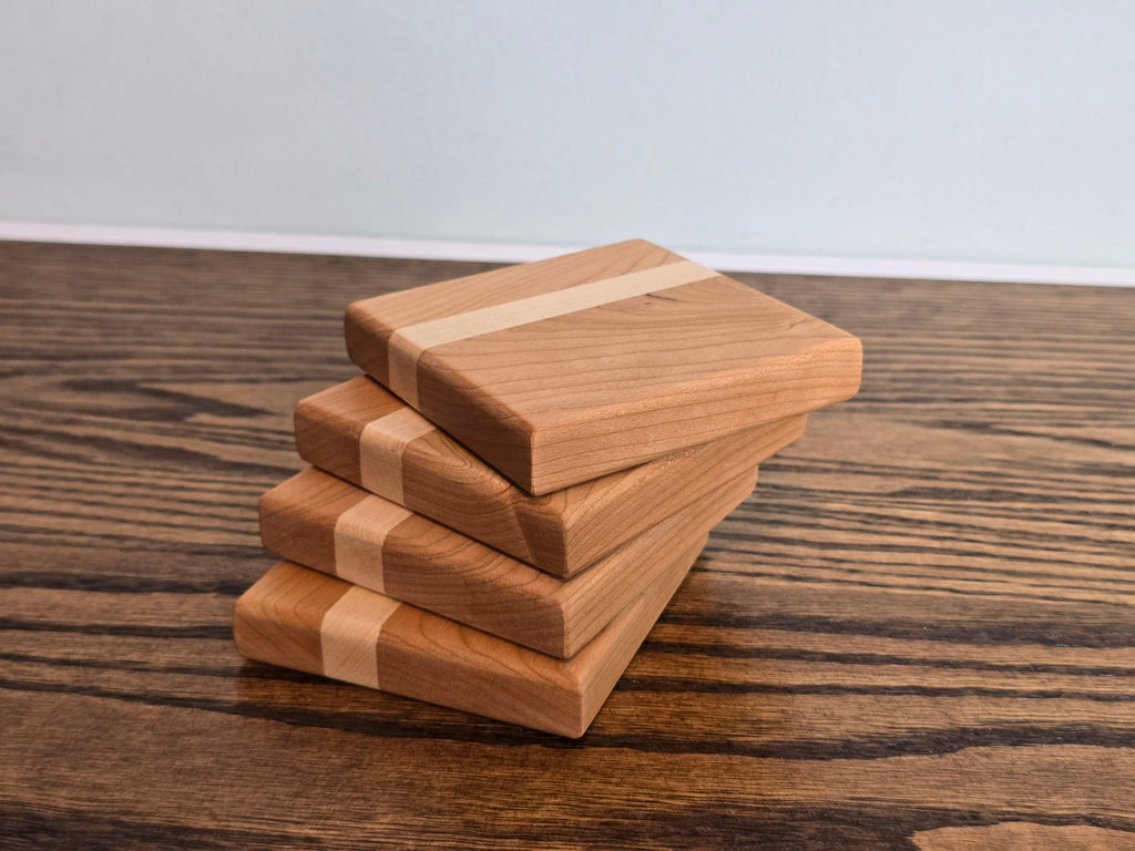 Hardwood Coasters - Cherry and Maple w/ Bottle Opener