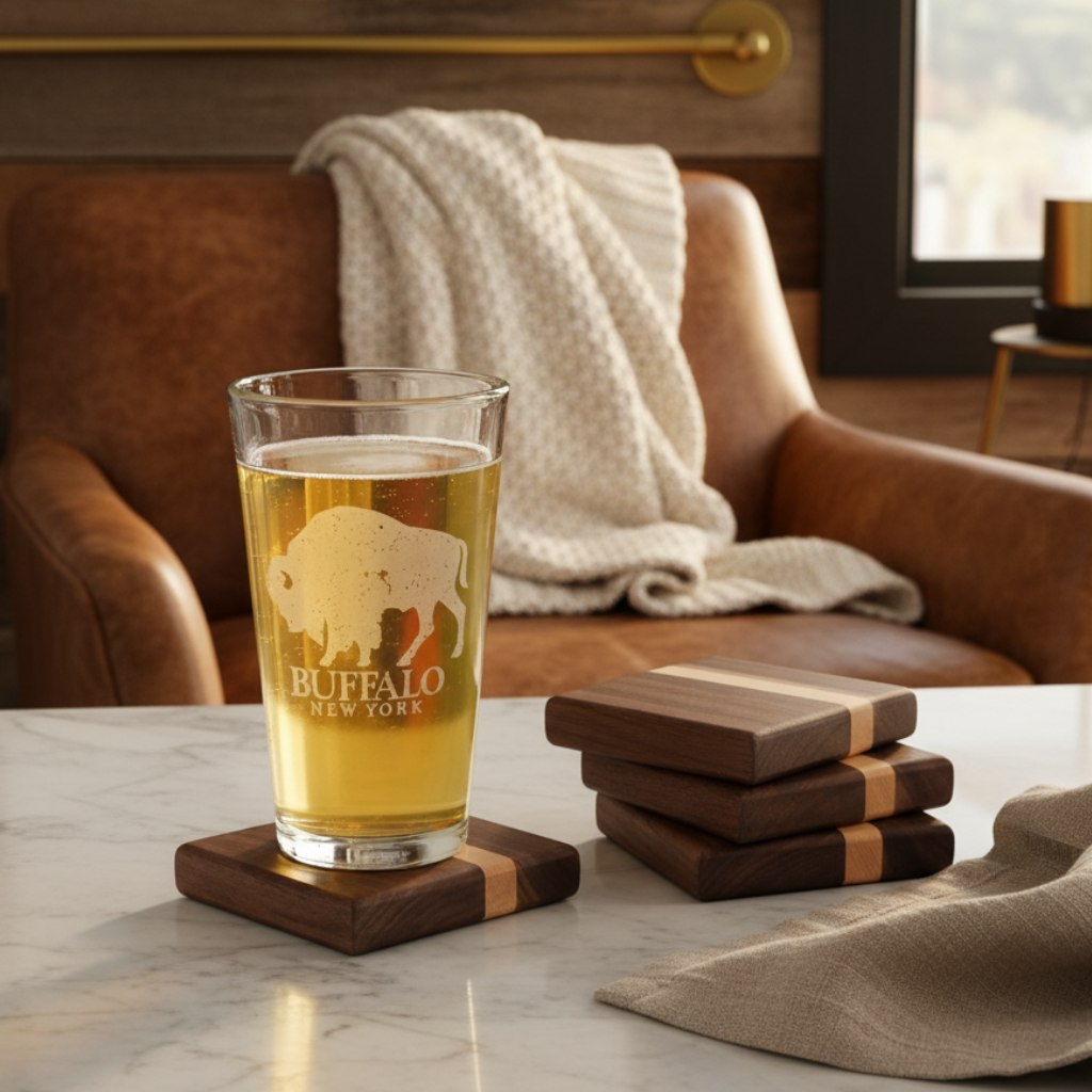 Hardwood Coasters - Black Walnut and Maple w/ Bottle Opener